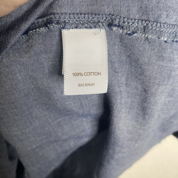 J Jill Chambray Tunic Top Womens L Blue Cotton Button Up Roll Tab Sleeves - Picture 3 of 9